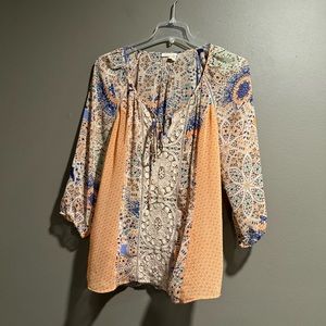Meadow Rue Sheer Top With Lace Detail Size Large